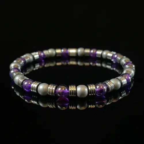 Amethyst Hematite Beaded Bracelet（6mm）